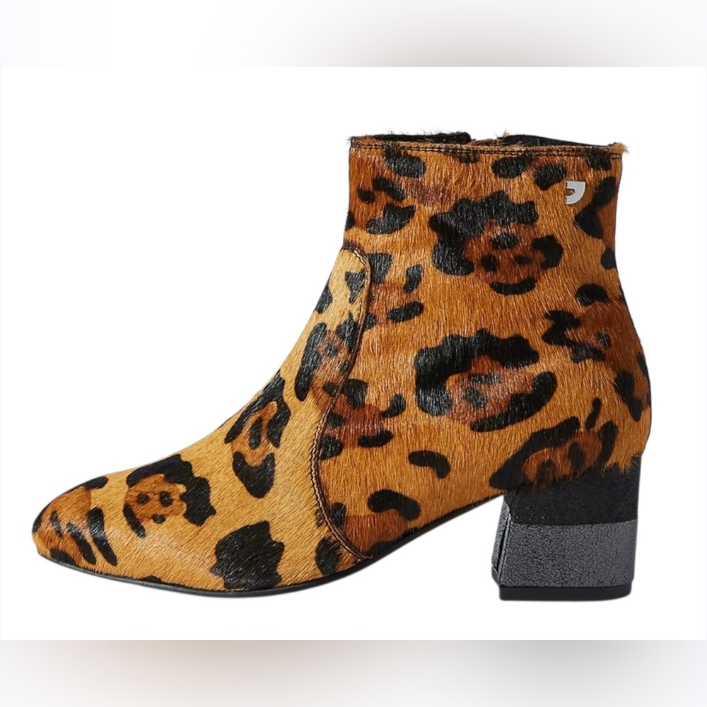 Anthropologie Gioseppo Leopard Calf Hair Leather Booties Size 39 US 8